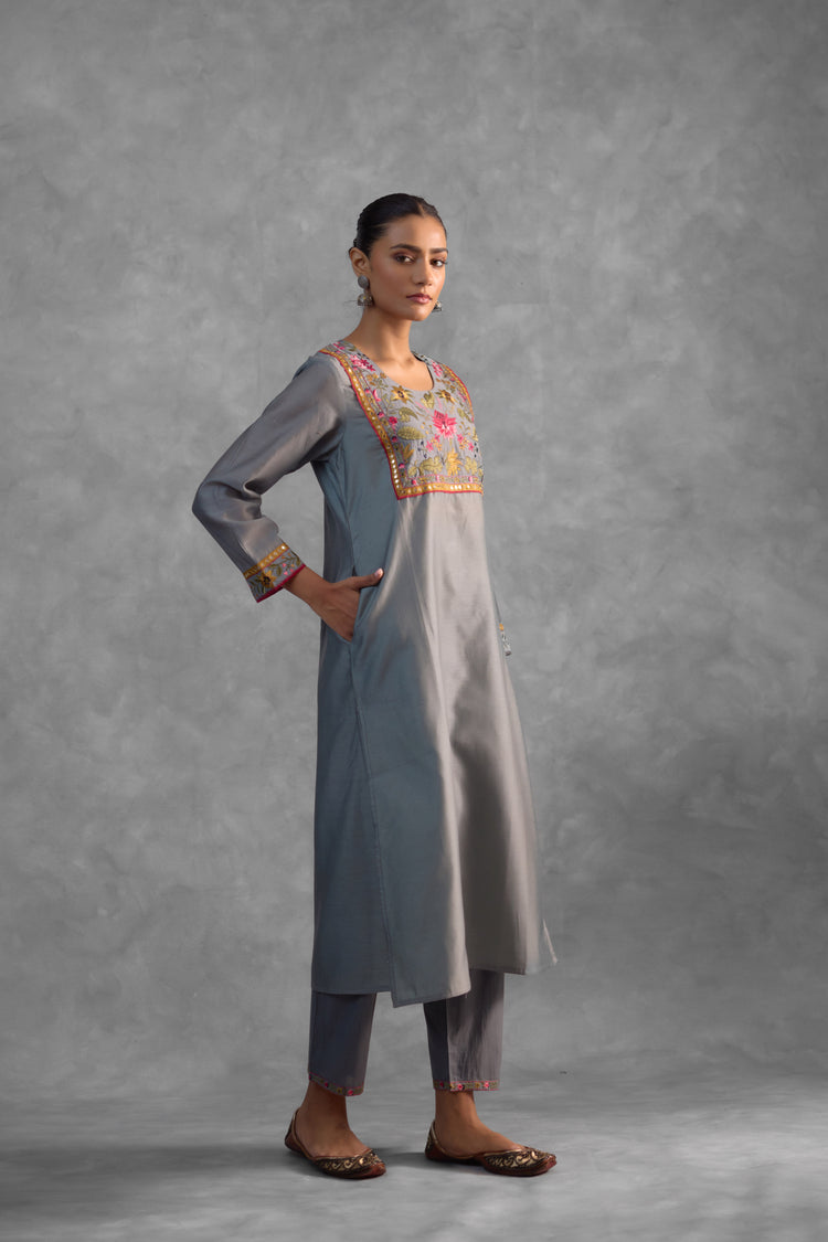 Idaya Grey Kurta (Set of 3) (9835591270699)