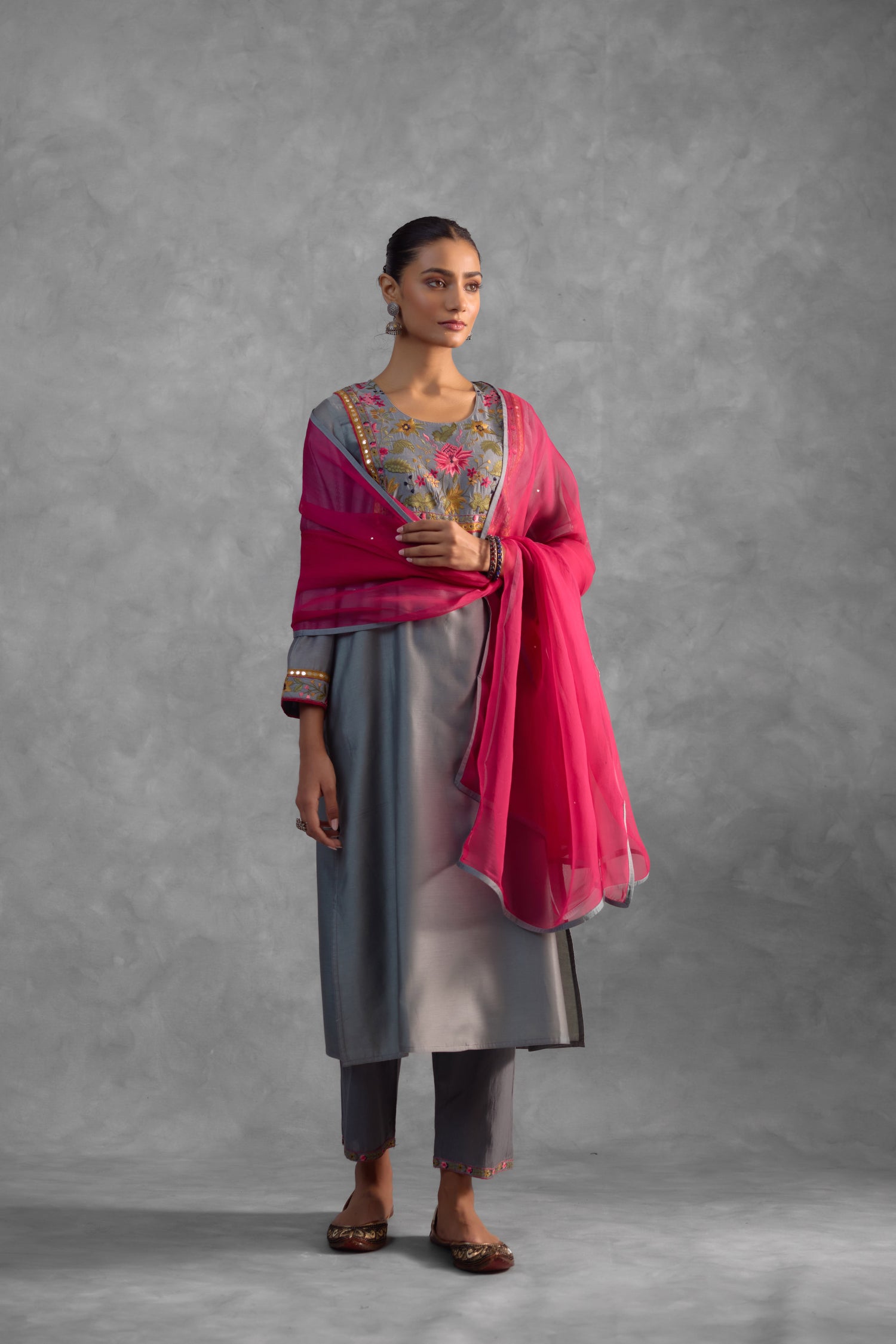 Idaya Grey Kurta (Set of 3) (9835591270699)