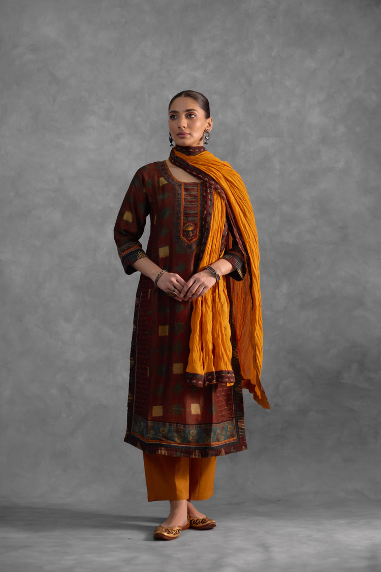 Rozana Kurta Rust/Beige (Set of 2) (9846046327083)