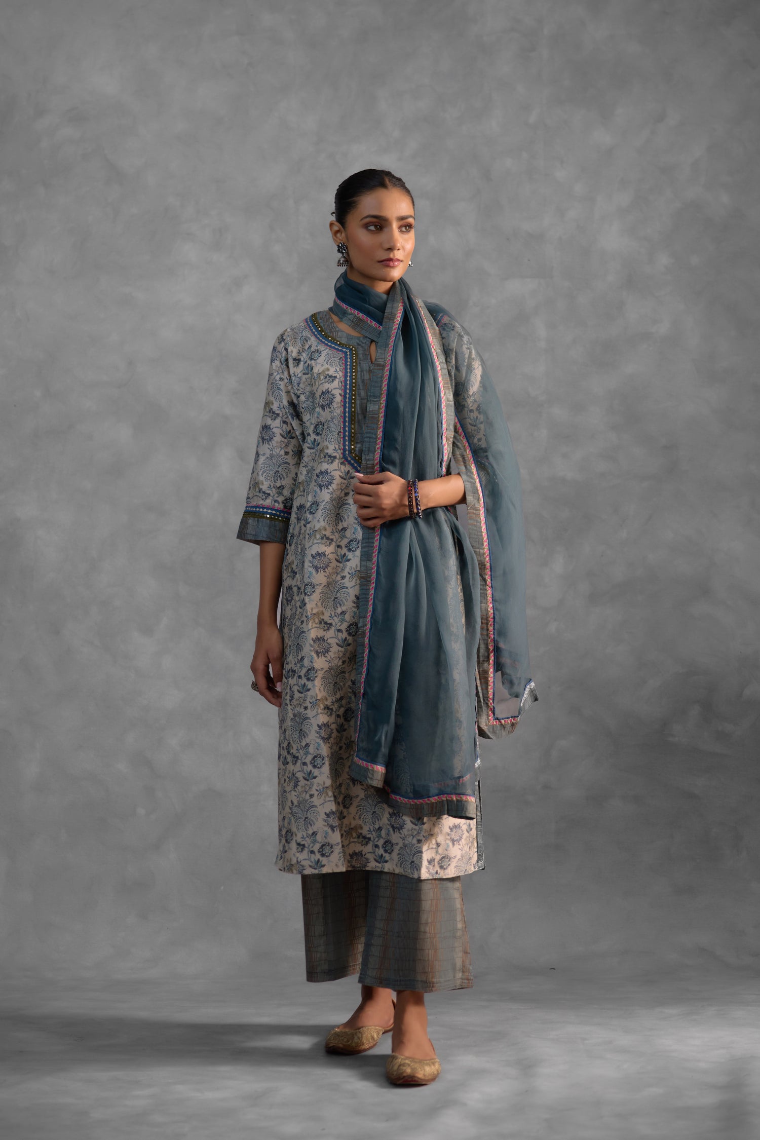 Medh  Dupatta  Grey (9839494136107)