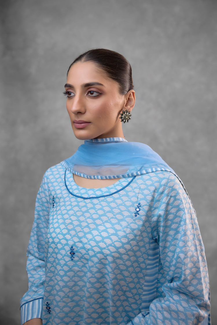 Reva Blue Kurta (Set of 3) (9835571380523)