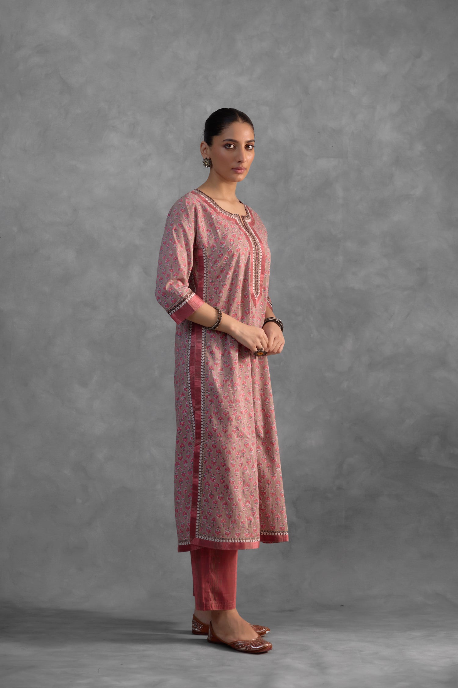 Anu Kurta Grey /Pink (Set of 3) (9839125070123)