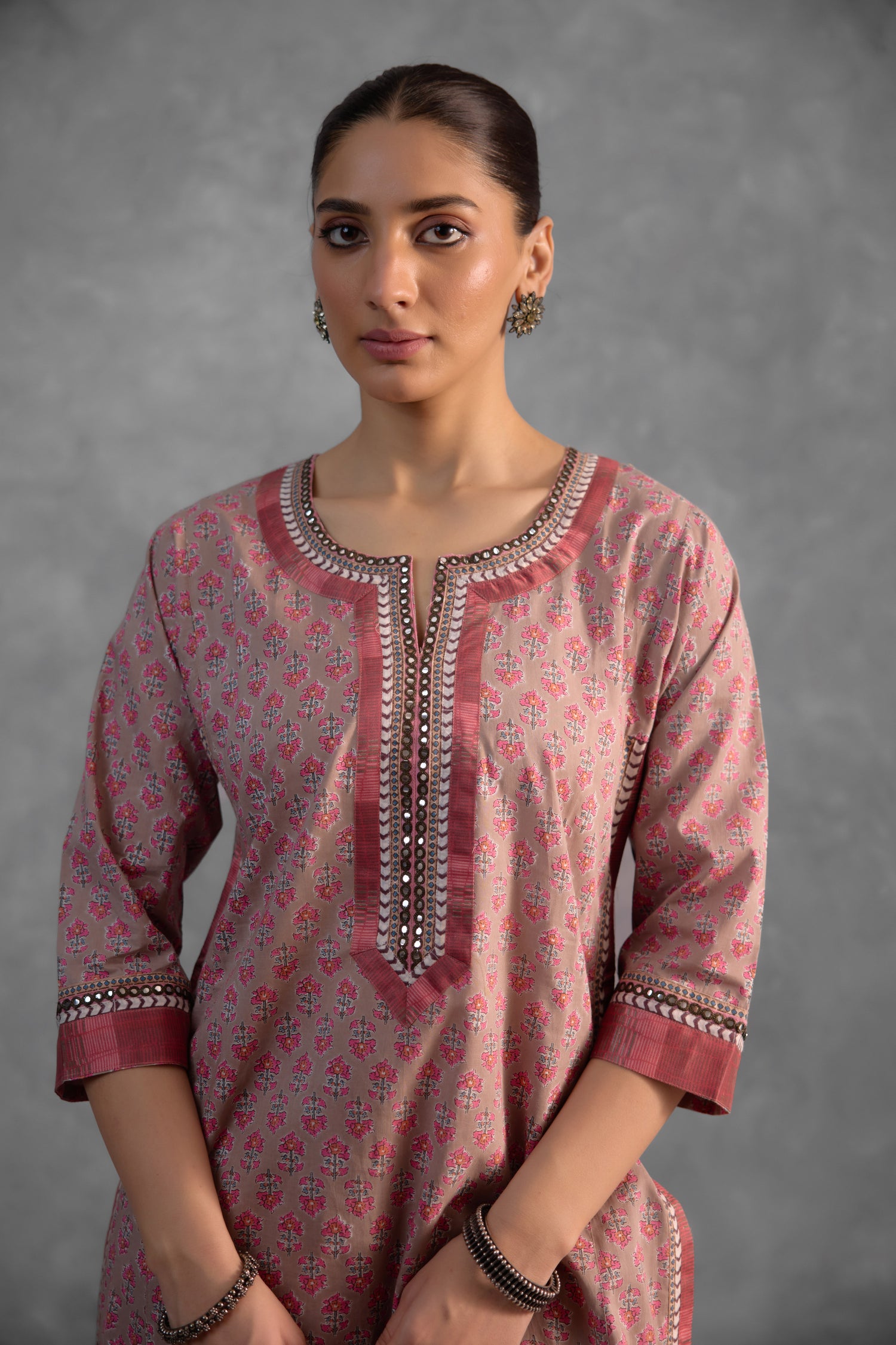 Anu Kurta Grey /Pink (Set of 3) (9839125070123)