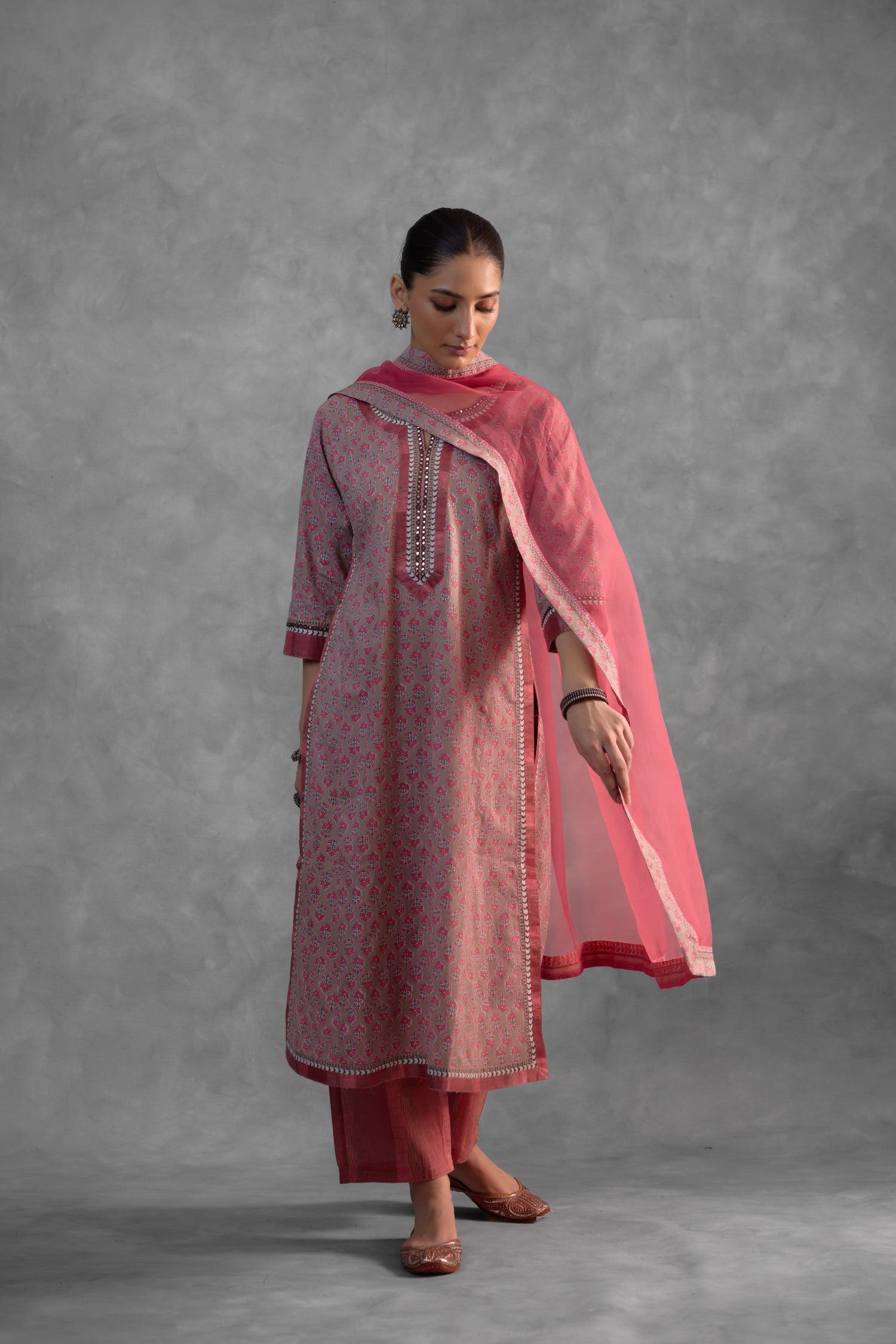 Anu Kurta Grey /Pink (Set of 3) (9839125070123)