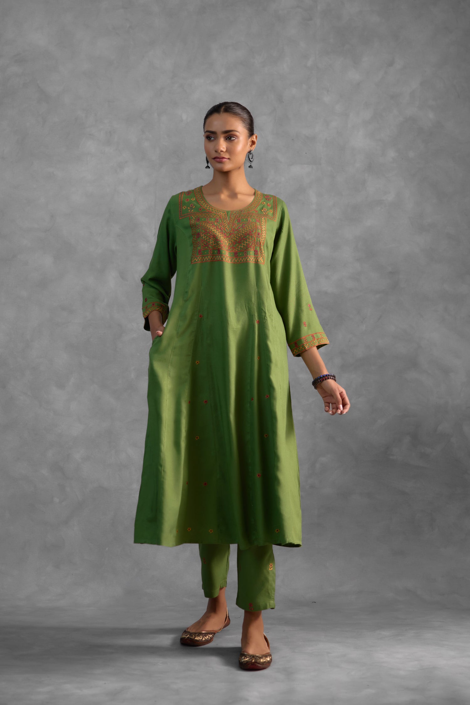 Baruni green kurta (Set of 3) (9835614994731)