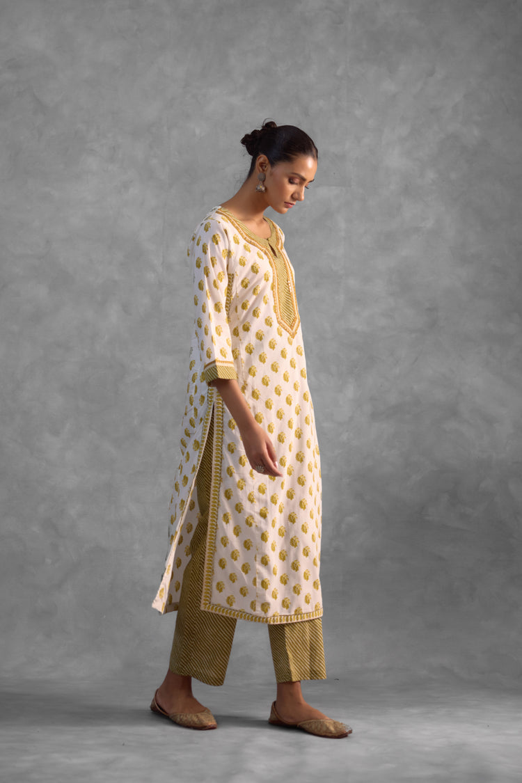 Anu Kurta White Olive (9838349844779)