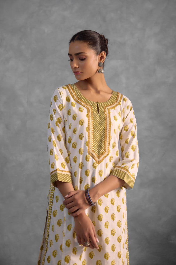 Anu Kurta White Olive (9838349844779)