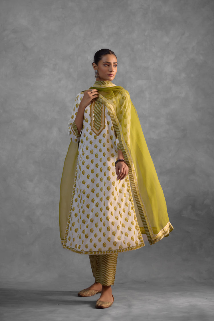 Anu Kurta White Olive (9838349844779)