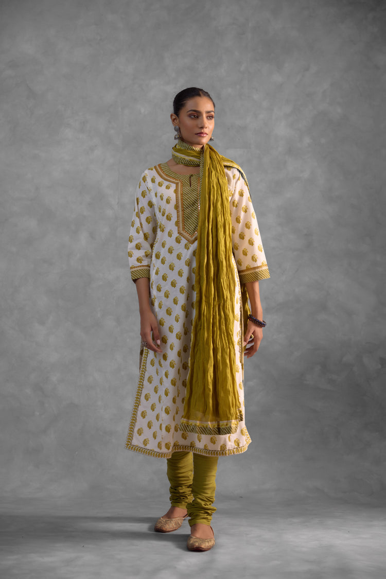 Anu Kurta White Olive (9838349844779)