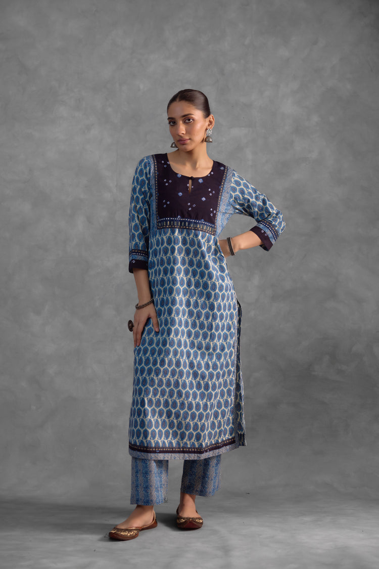 Elina Kurta White Blue (Set of 3) (9839486566699)