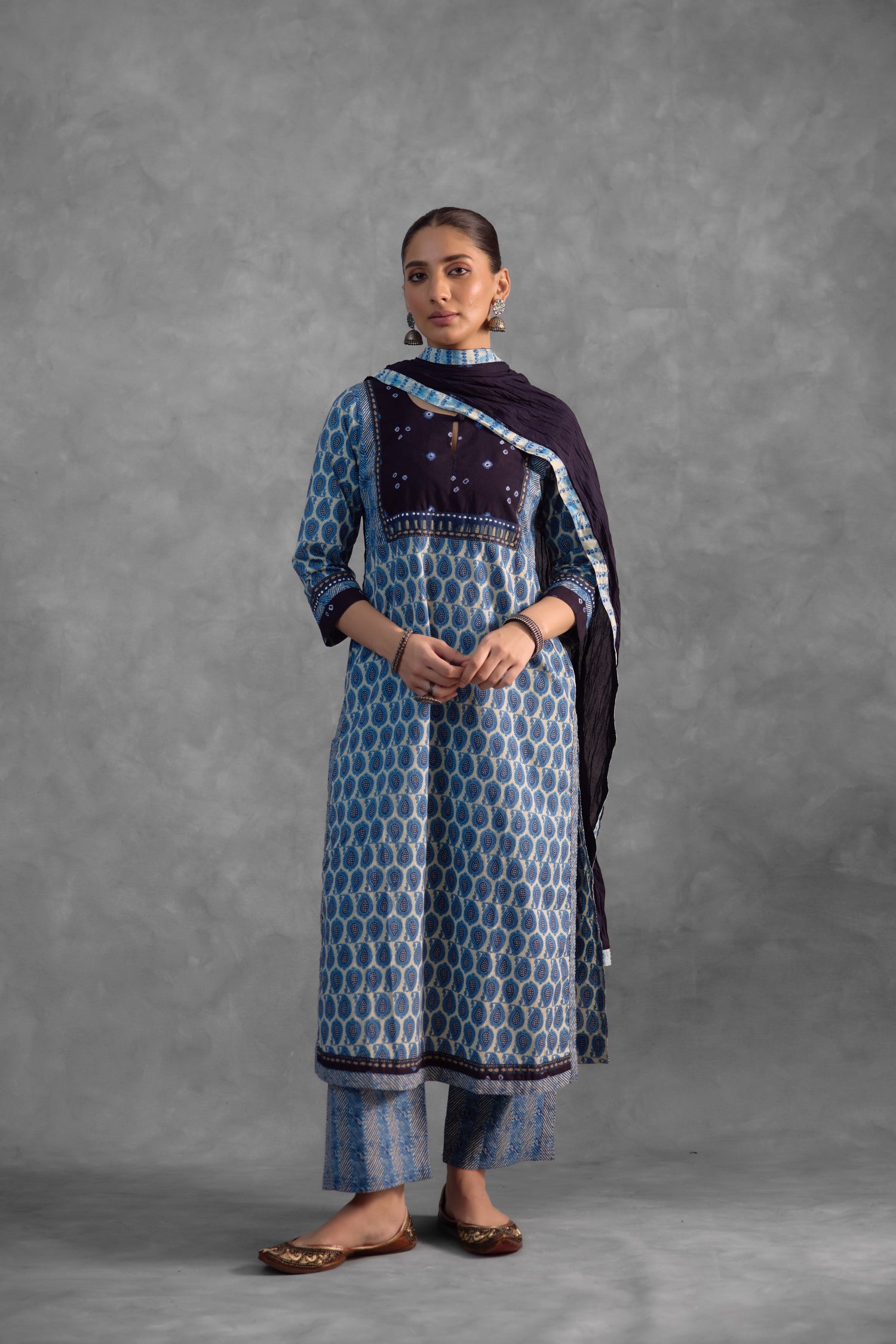 Elina Kurta White Blue (Set of 3) (9839486566699)