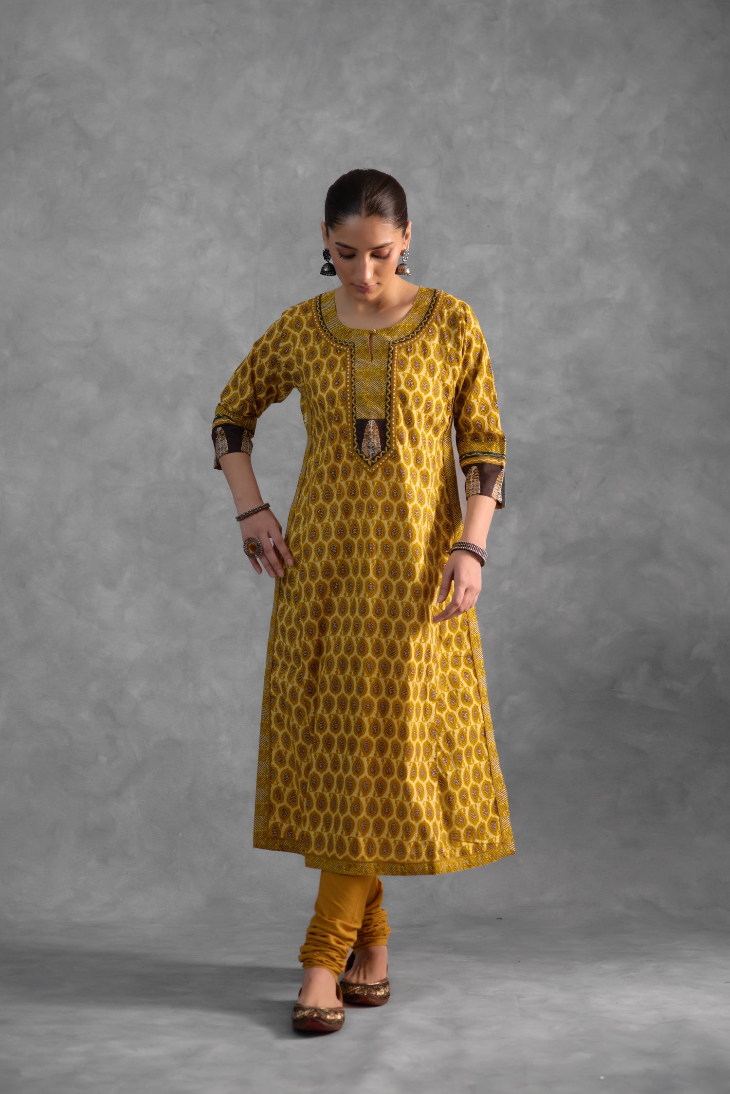 Anu Kurta Cream /Ochre  (Set of 3) (9839236677931)