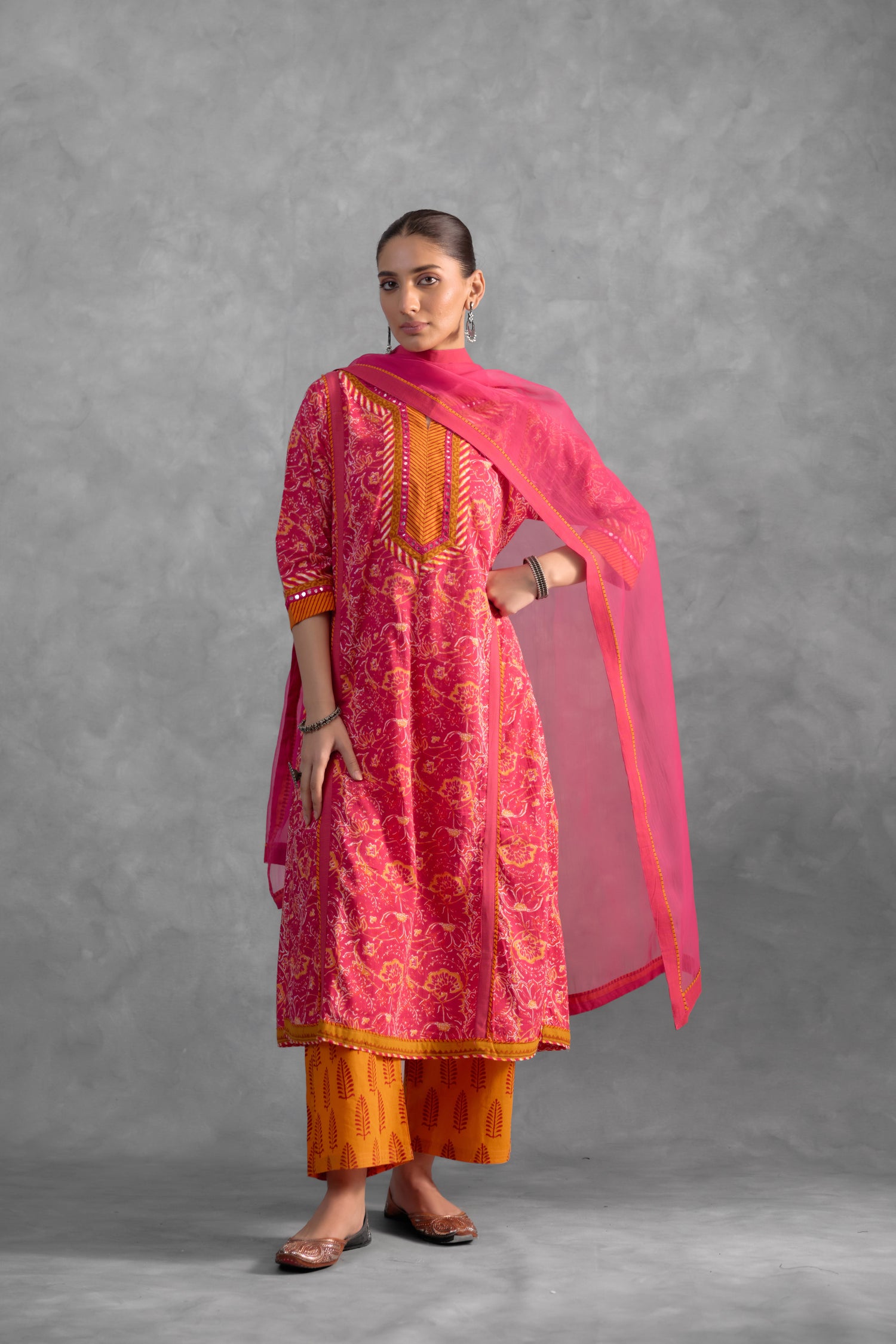 Rozana Kurta Pink  (Set of 3) (9839077916971)