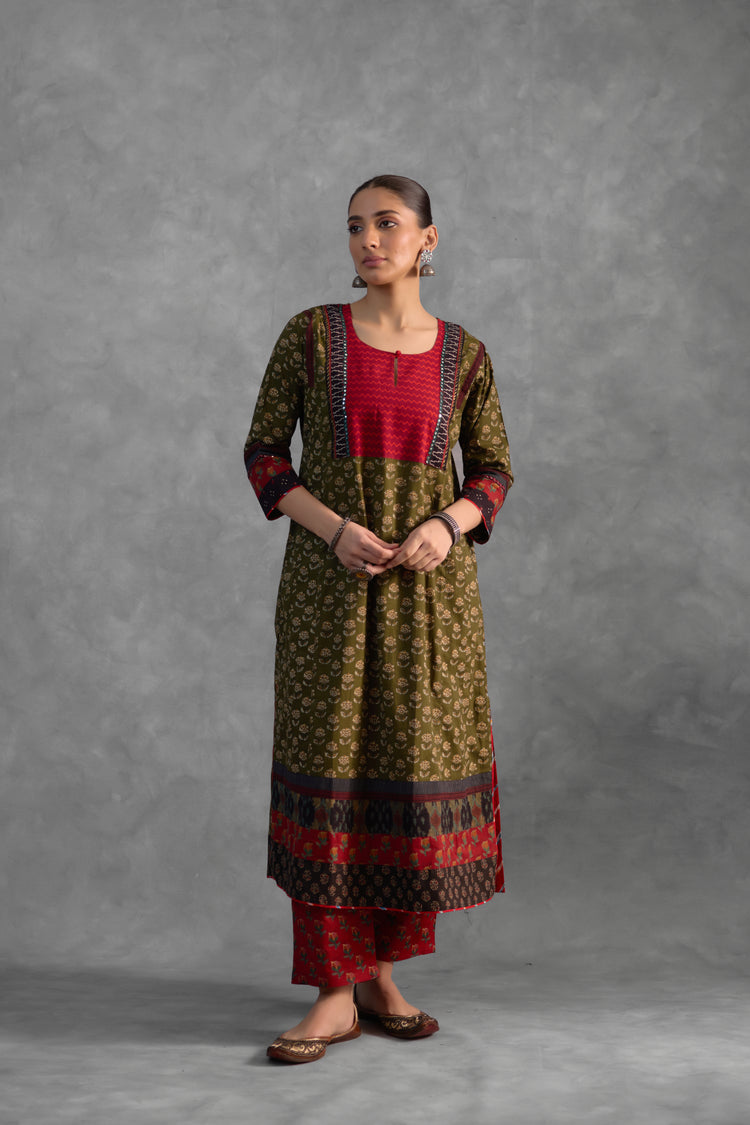 Adya Kurta Olive Green Mustard (9821060628779)