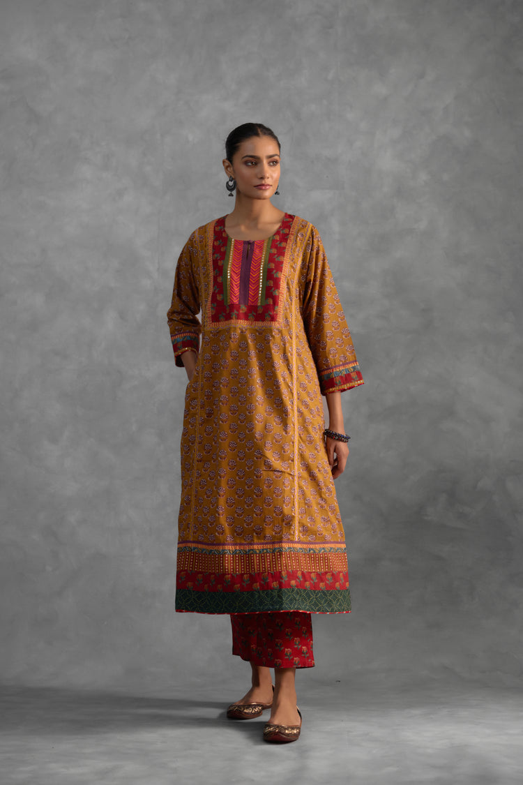 Adya Kurta Mustard Blue (9821044703531)