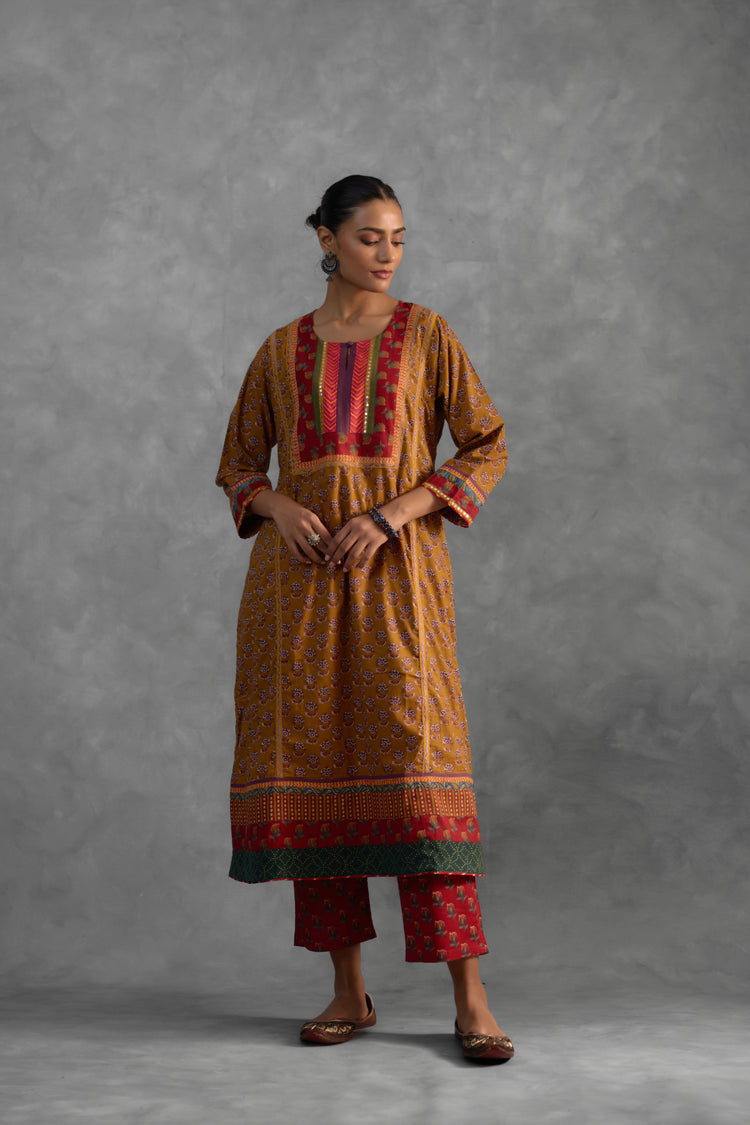 Adya Kurta Mustard Blue (9821044703531)