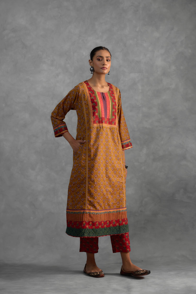 Adya Kurta Mustard Blue (9821044703531)