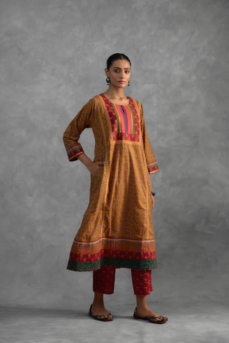 Adya Kurta Mustard Blue (9821044703531)