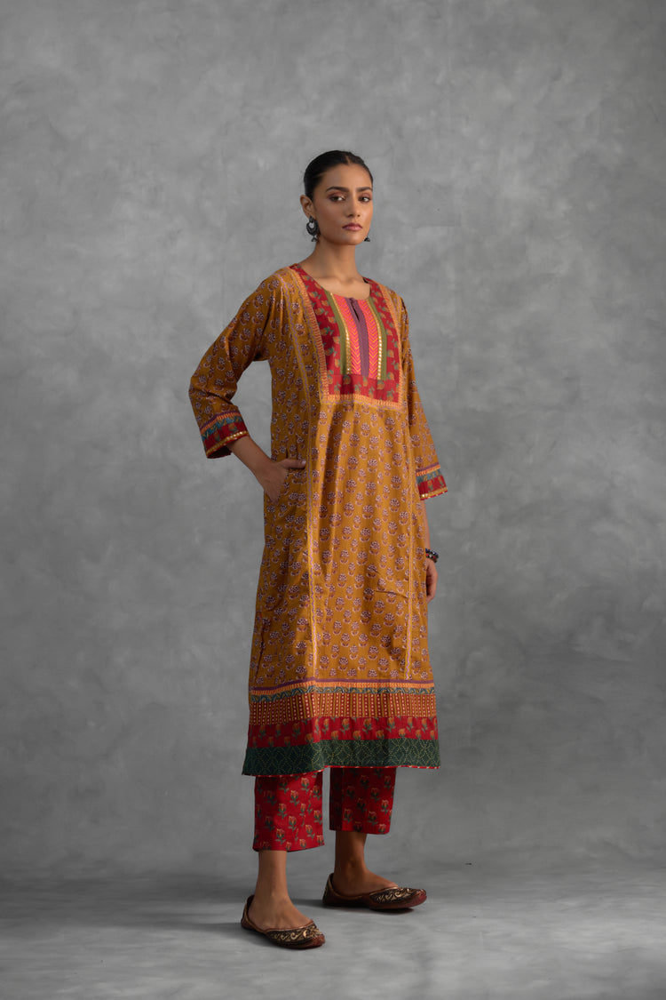 Adya Kurta Mustard Blue (9821044703531)