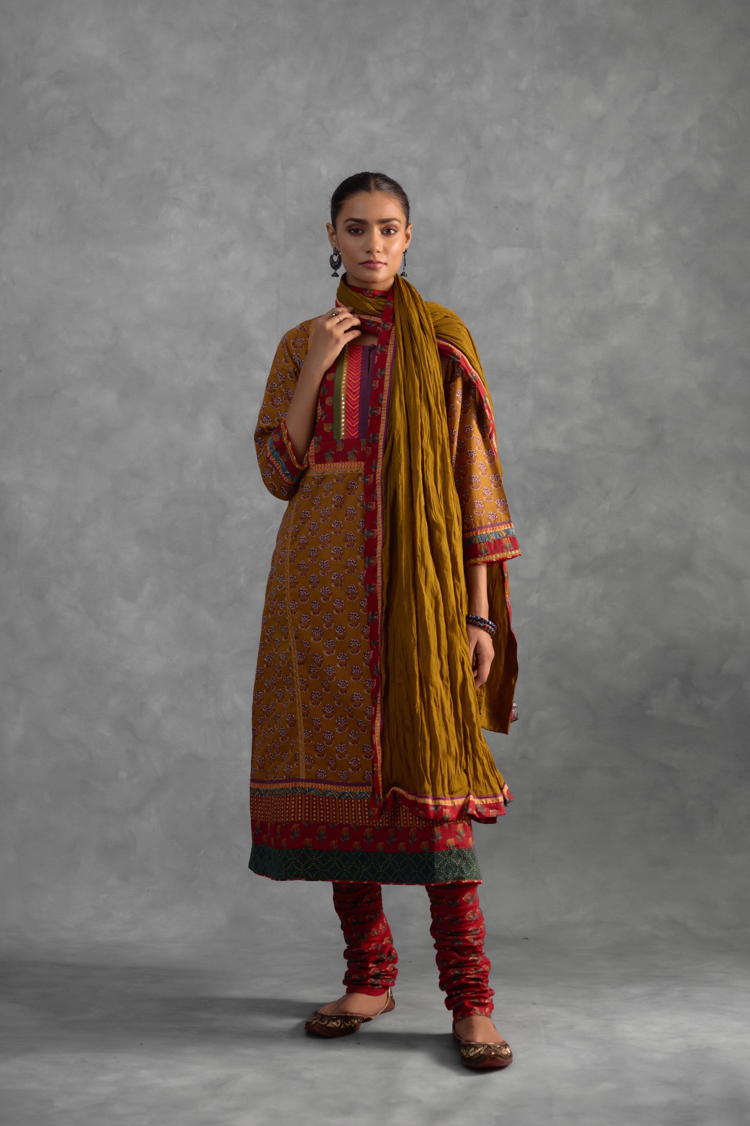 Rozana Crinkled Dupatta Mustard (9821054599467)