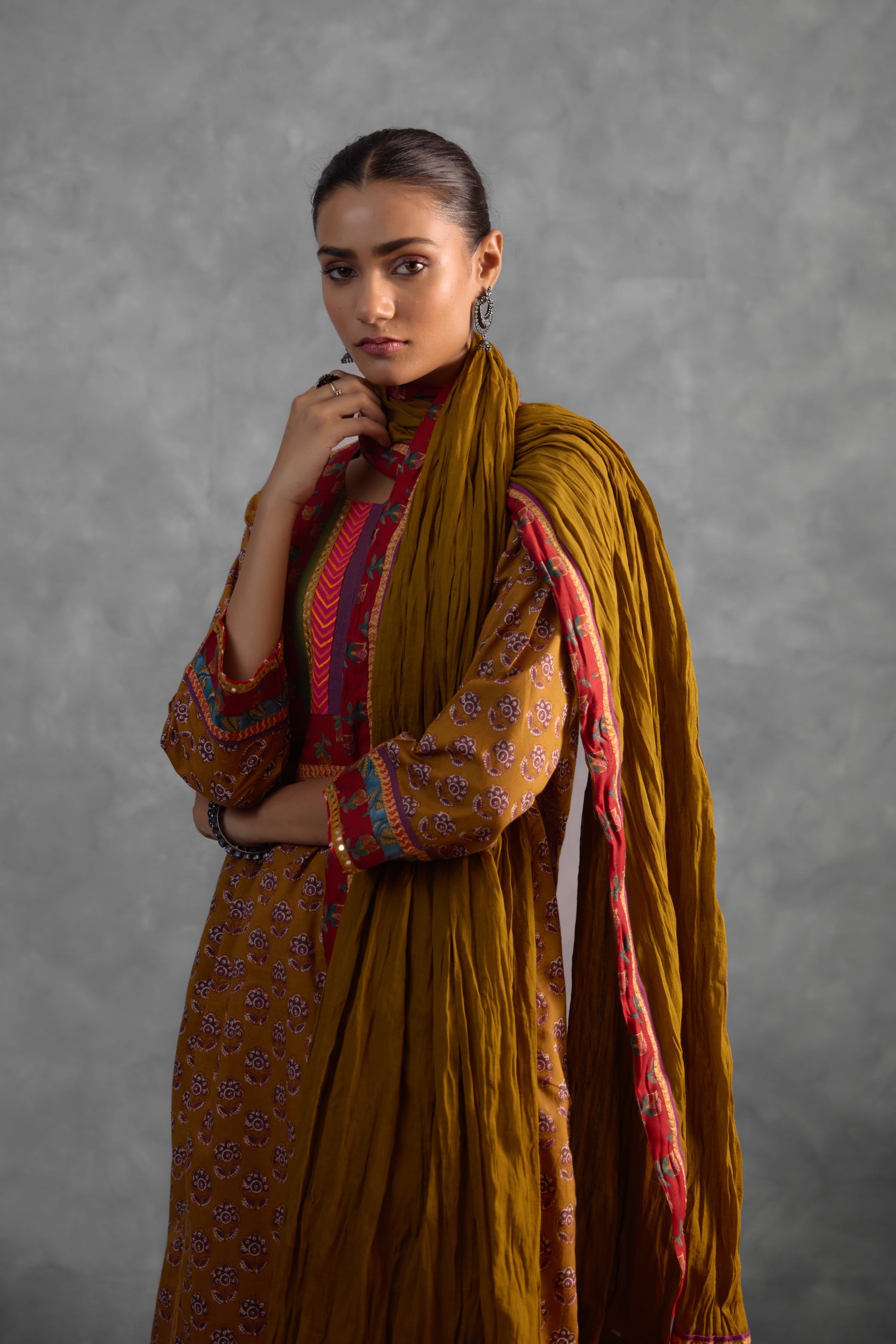 Rozana Crinkled Dupatta Mustard (9821054599467)