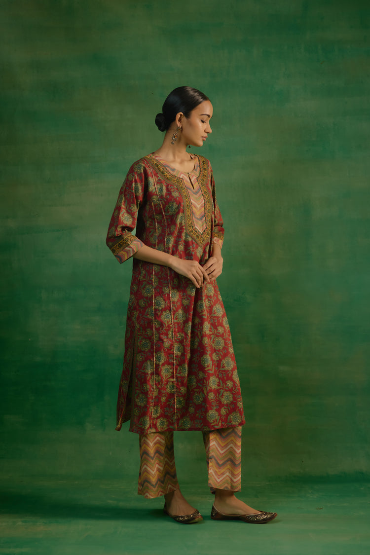 Adya Kurta Maroon Green (9819410235691)