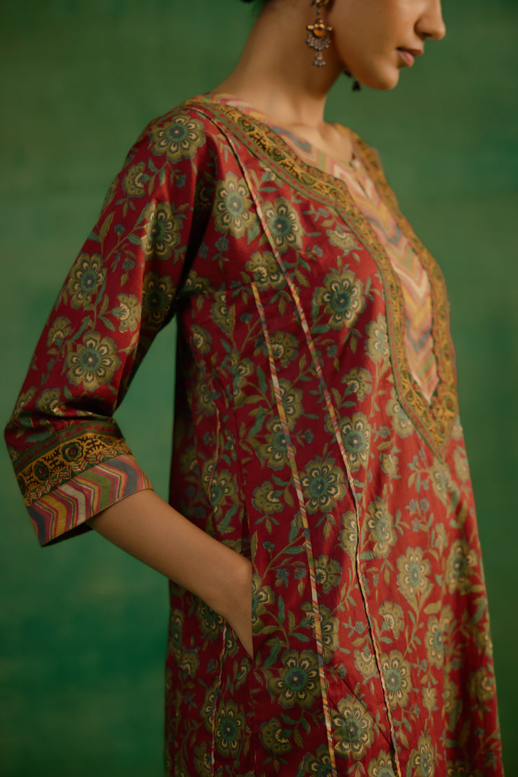 Adya Kurta Maroon Green (9819410235691)