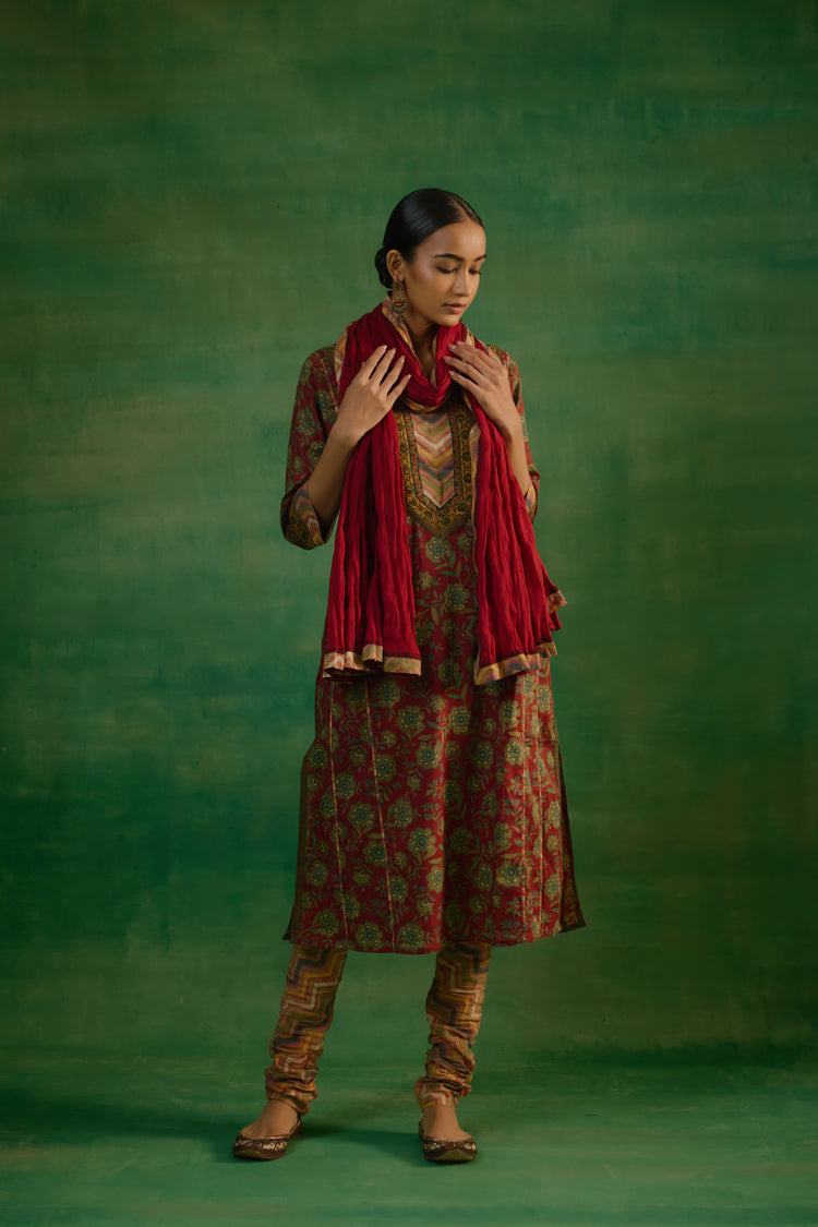 Adya Kurta Maroon Green (9819410235691)