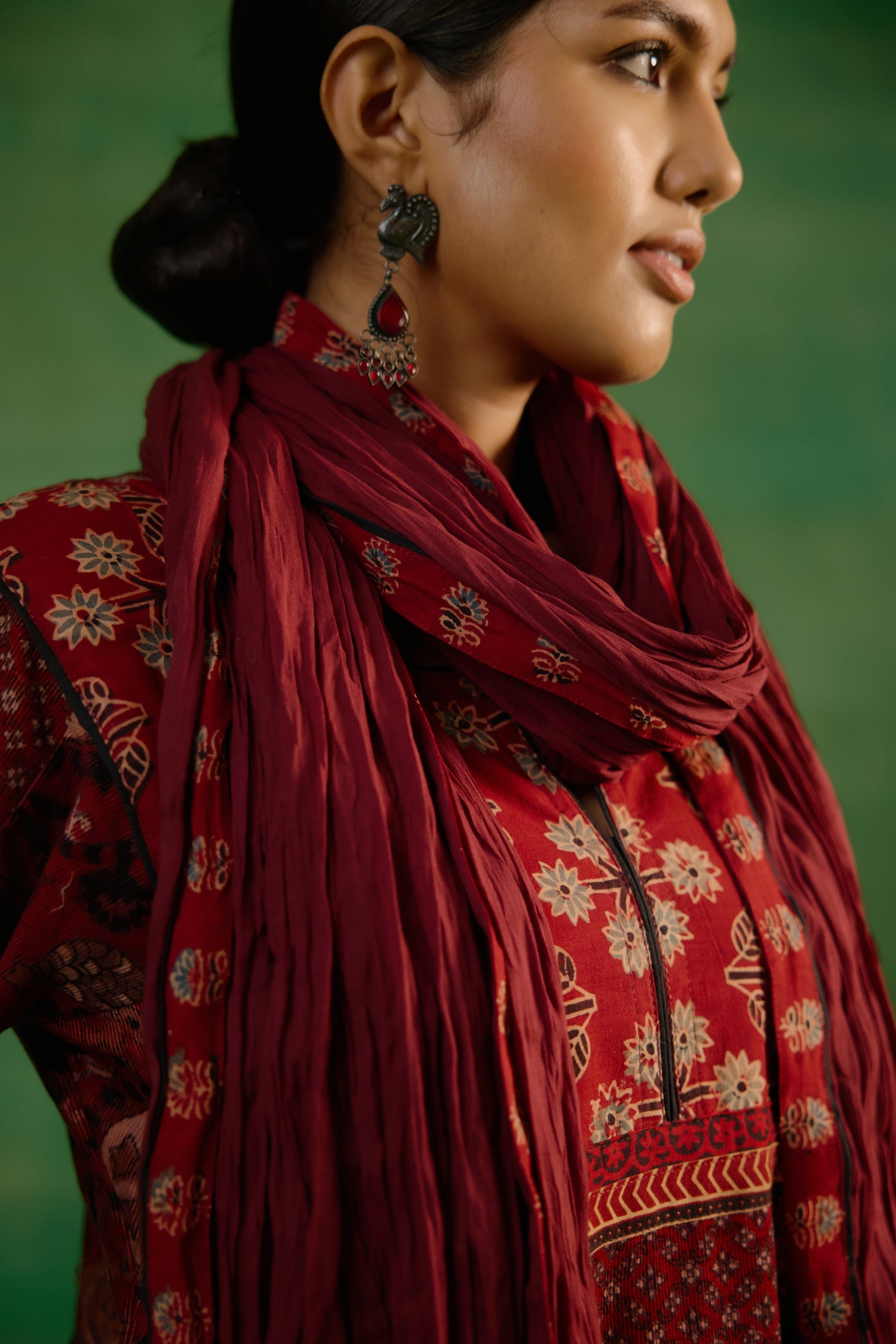 Rozana Crinkled Dupatta Maroon (9819920466219)