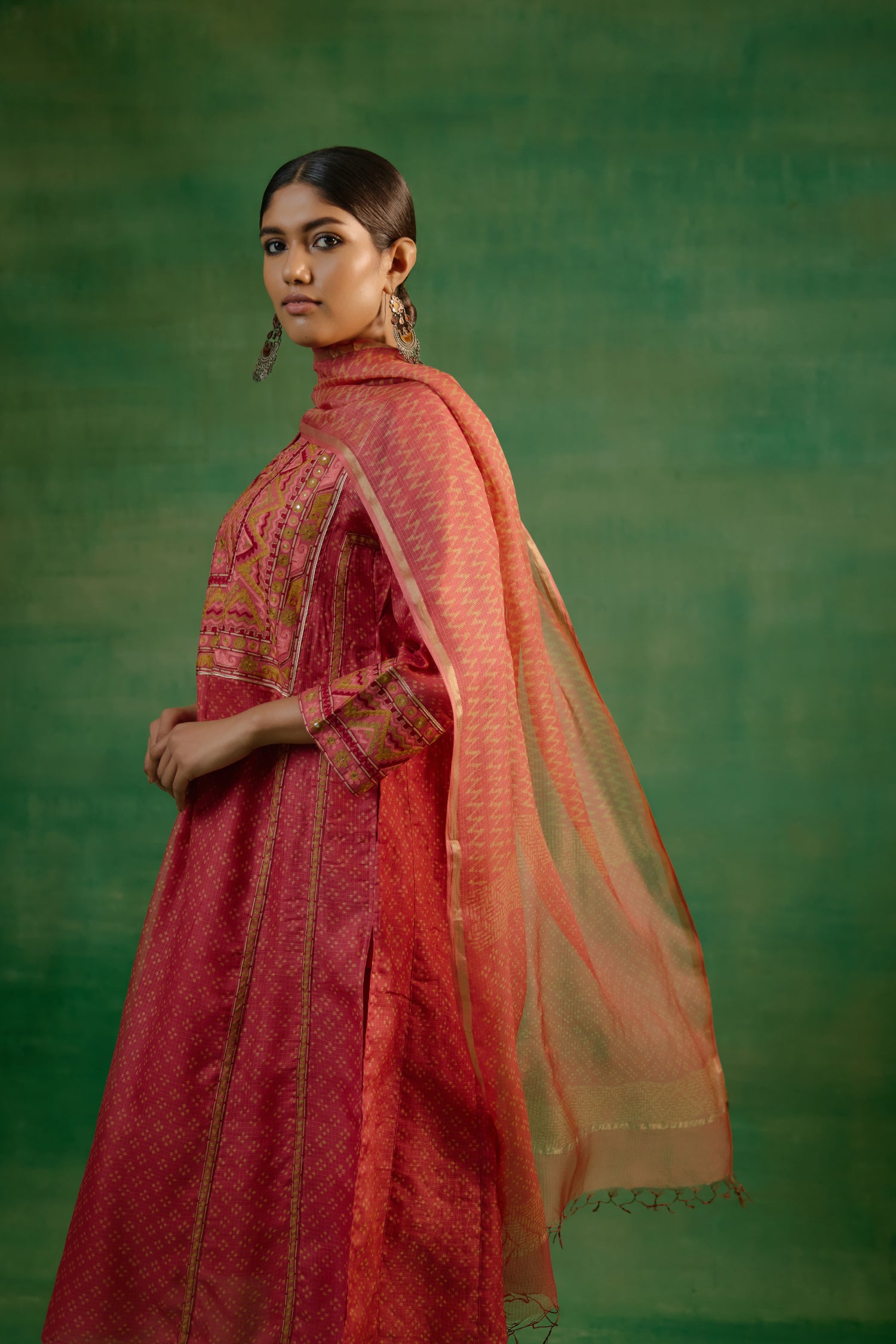 Tulsi Kota Dupatta Peach (9817194266923)