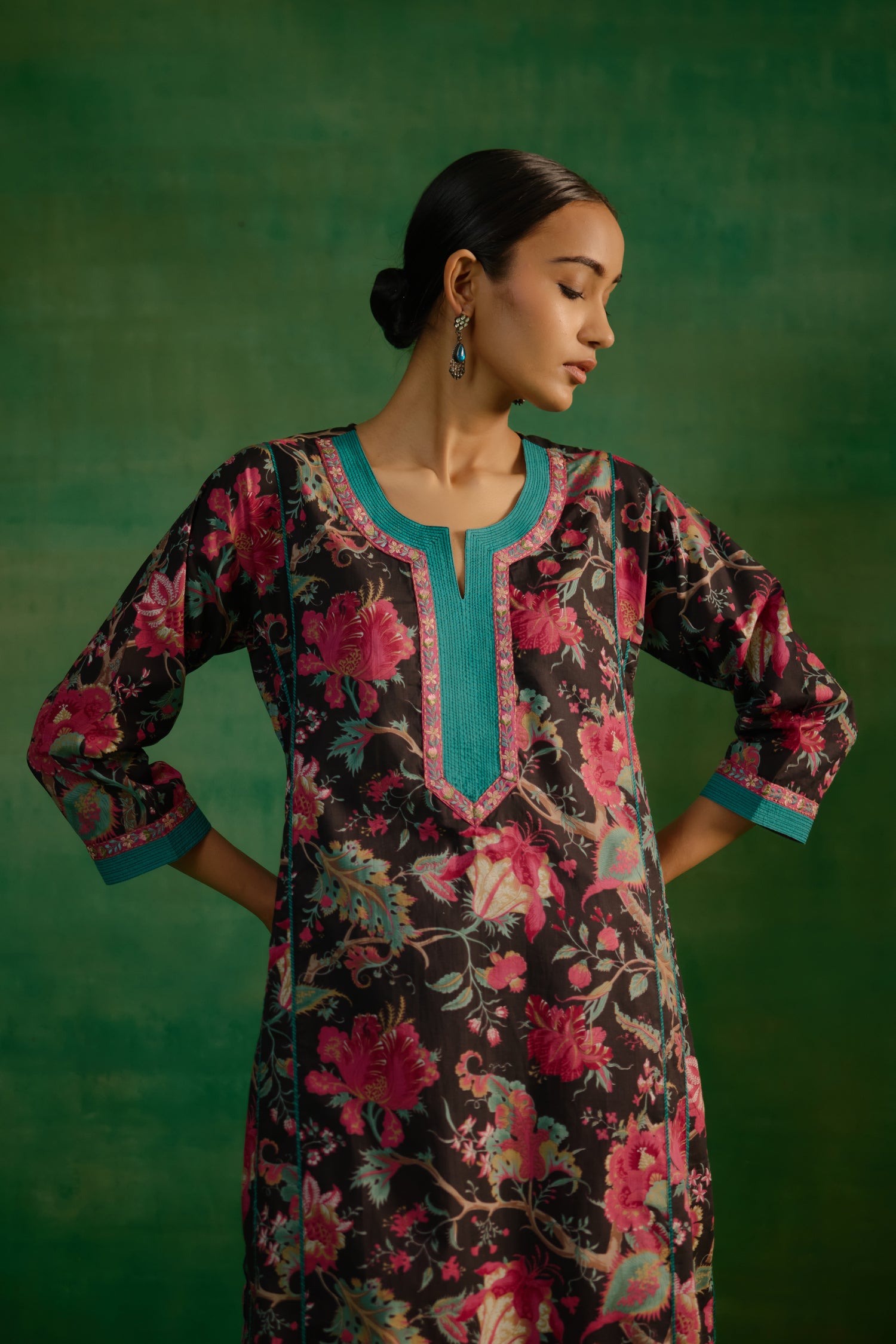 Adya Kurta Black Turquoise (9819276017963)