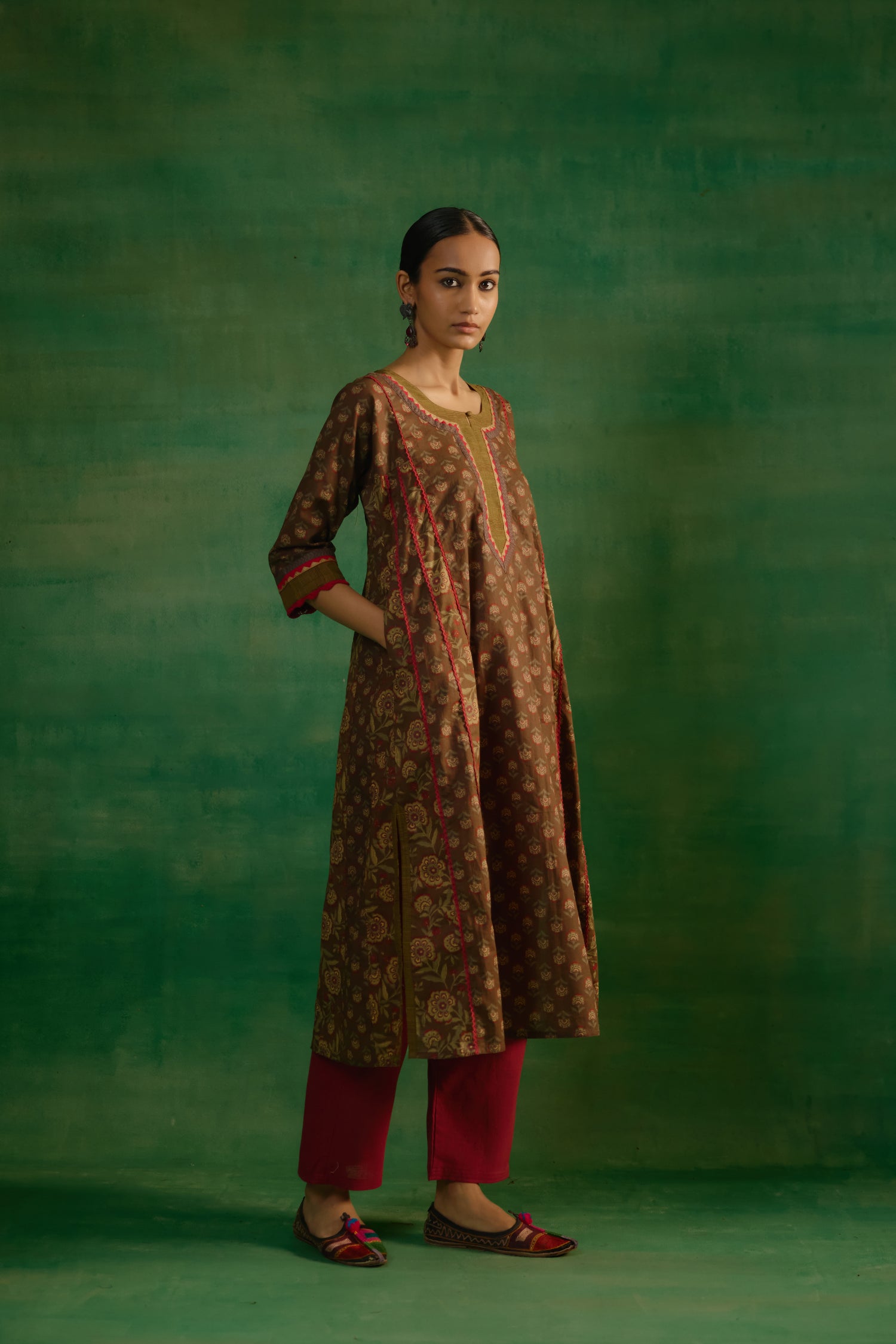 Adya Kurta Olive Green (9819341521195)