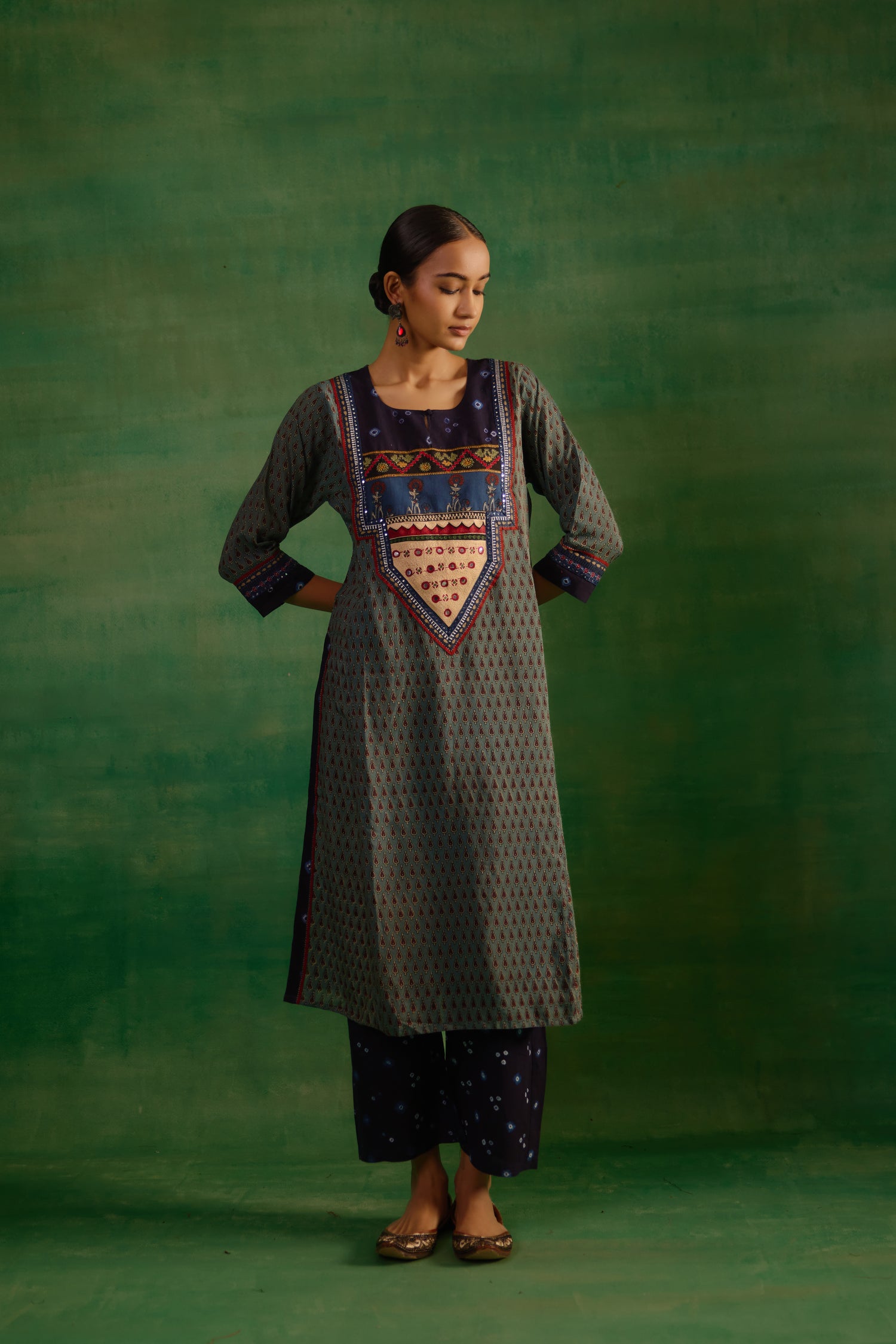 Devi Kurta Steel Blue Rust (9820207448363)