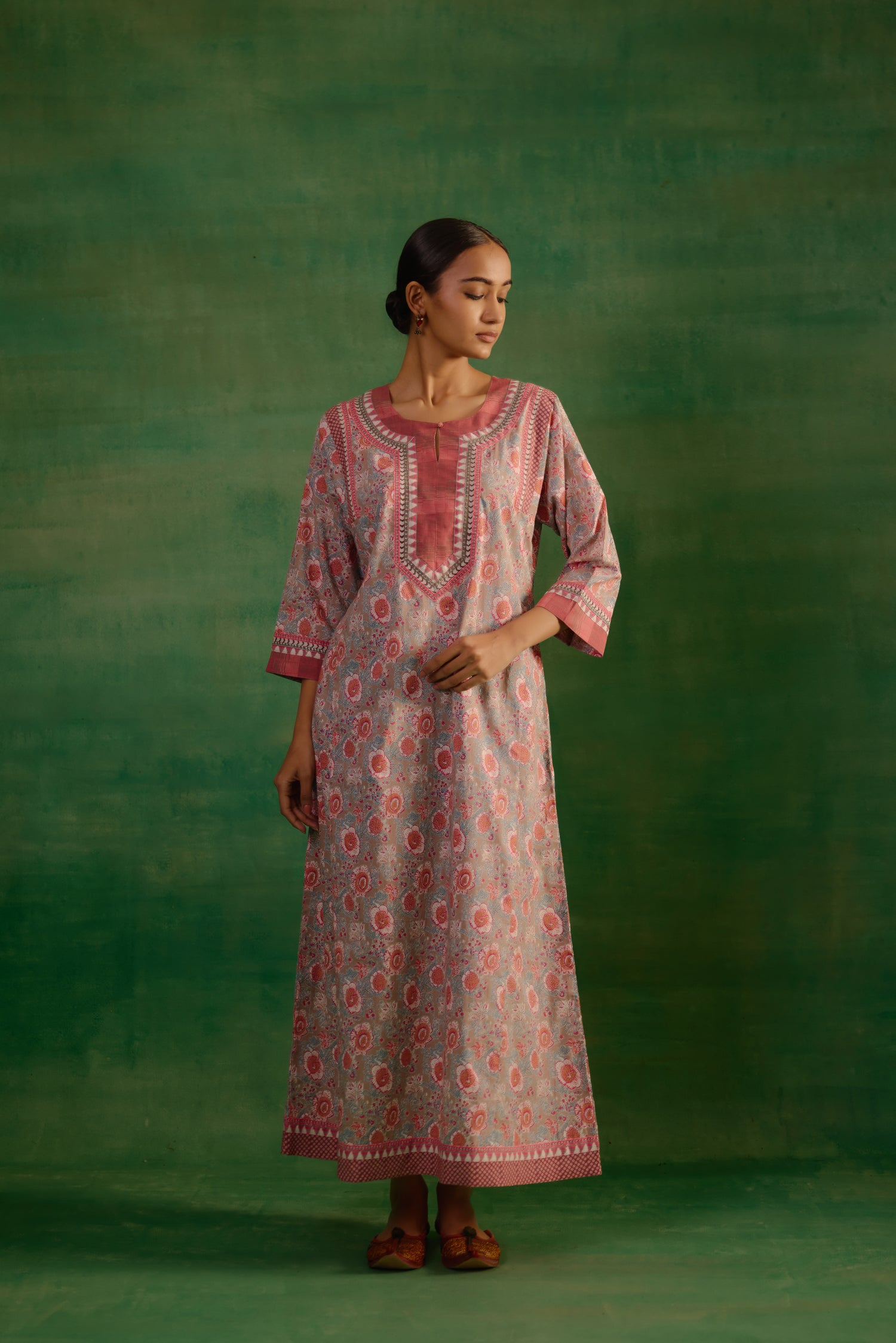 Adara Caftan Grey Peach (9821099655467)