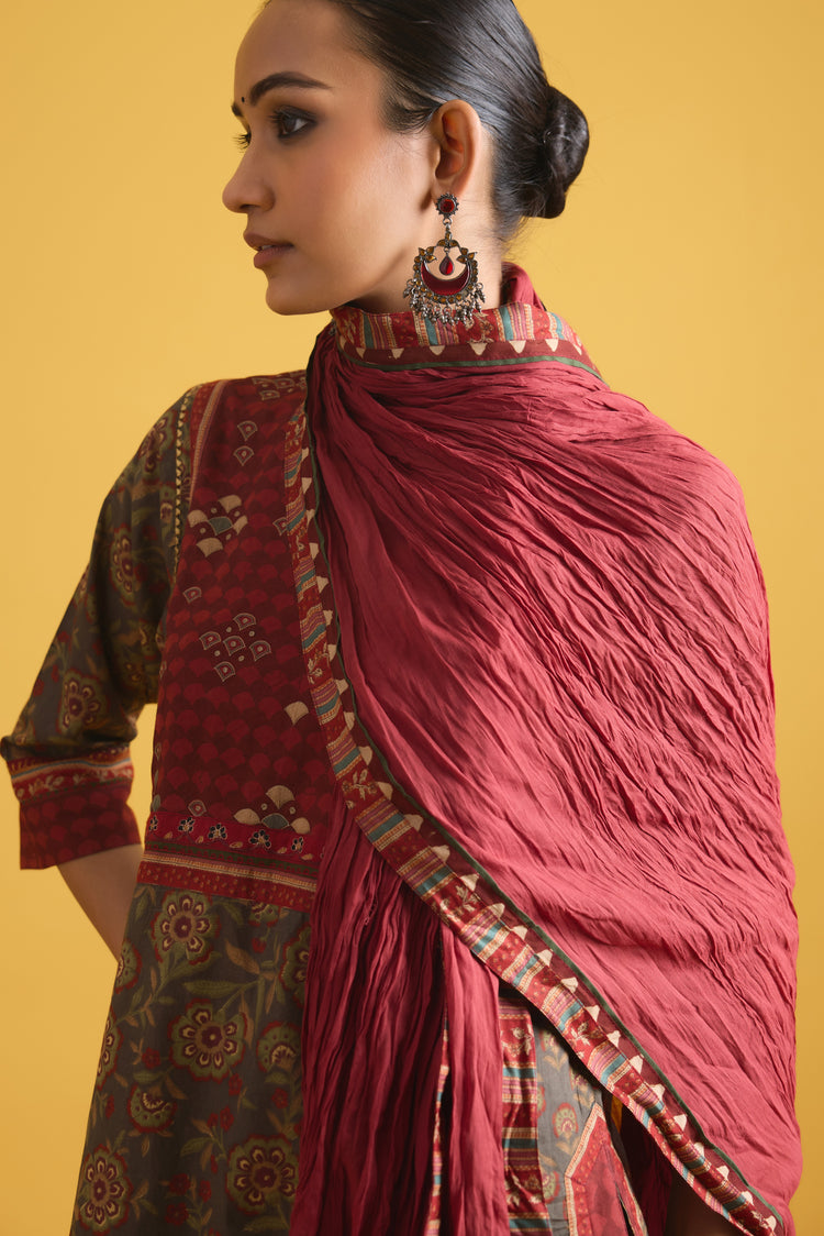 Rozana Dupatta Maroon (9710843724075)