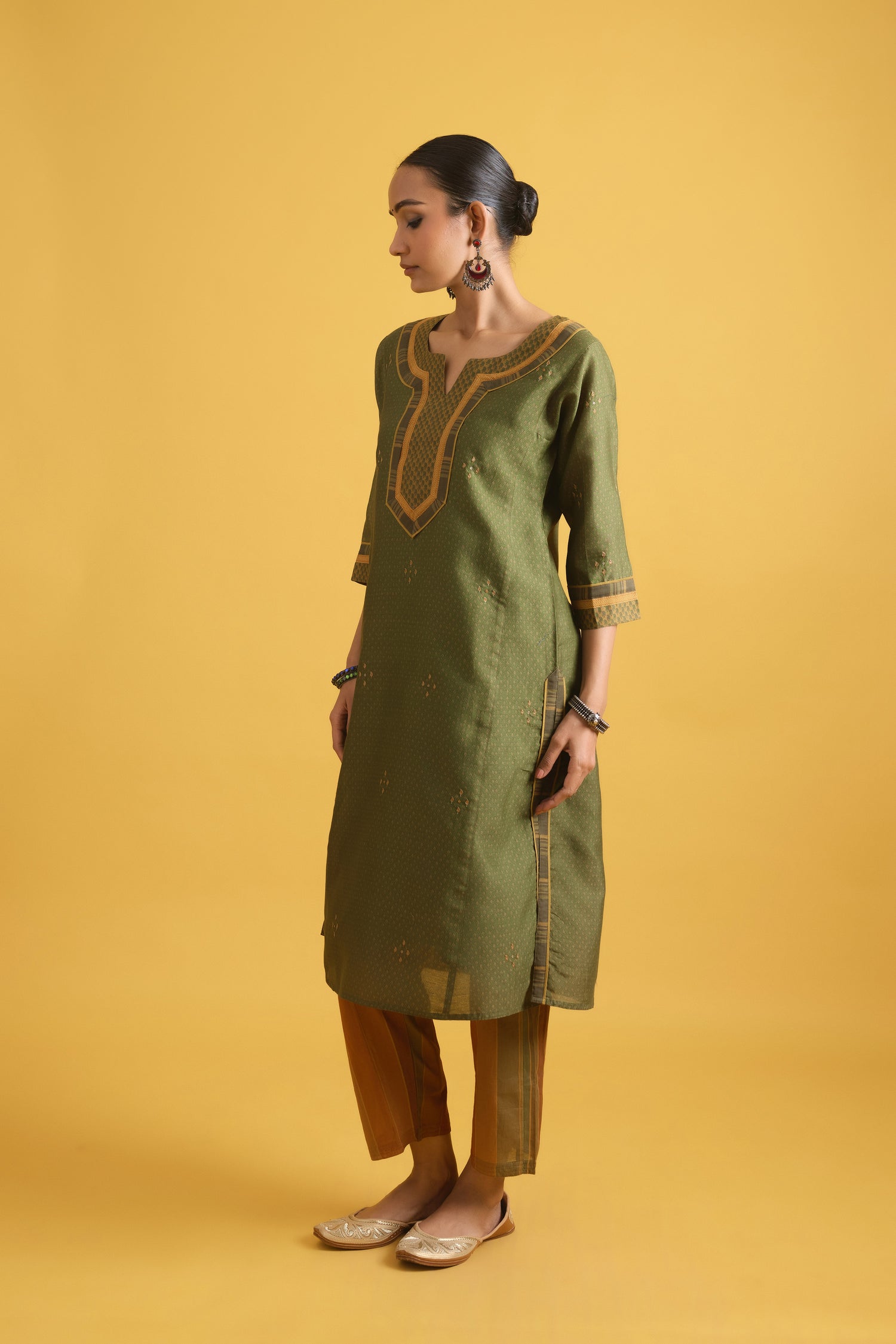 Rozana Kurta Green Mustard (9708383633707)