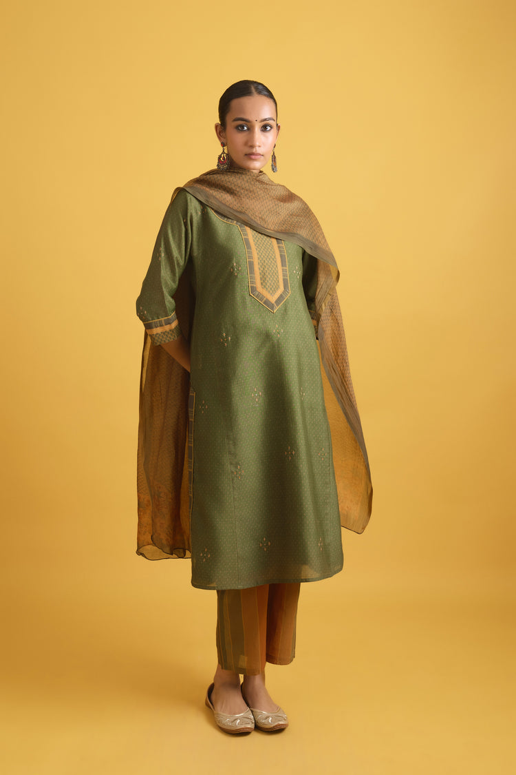 Rozana Kurta Green Mustard (9708383633707)