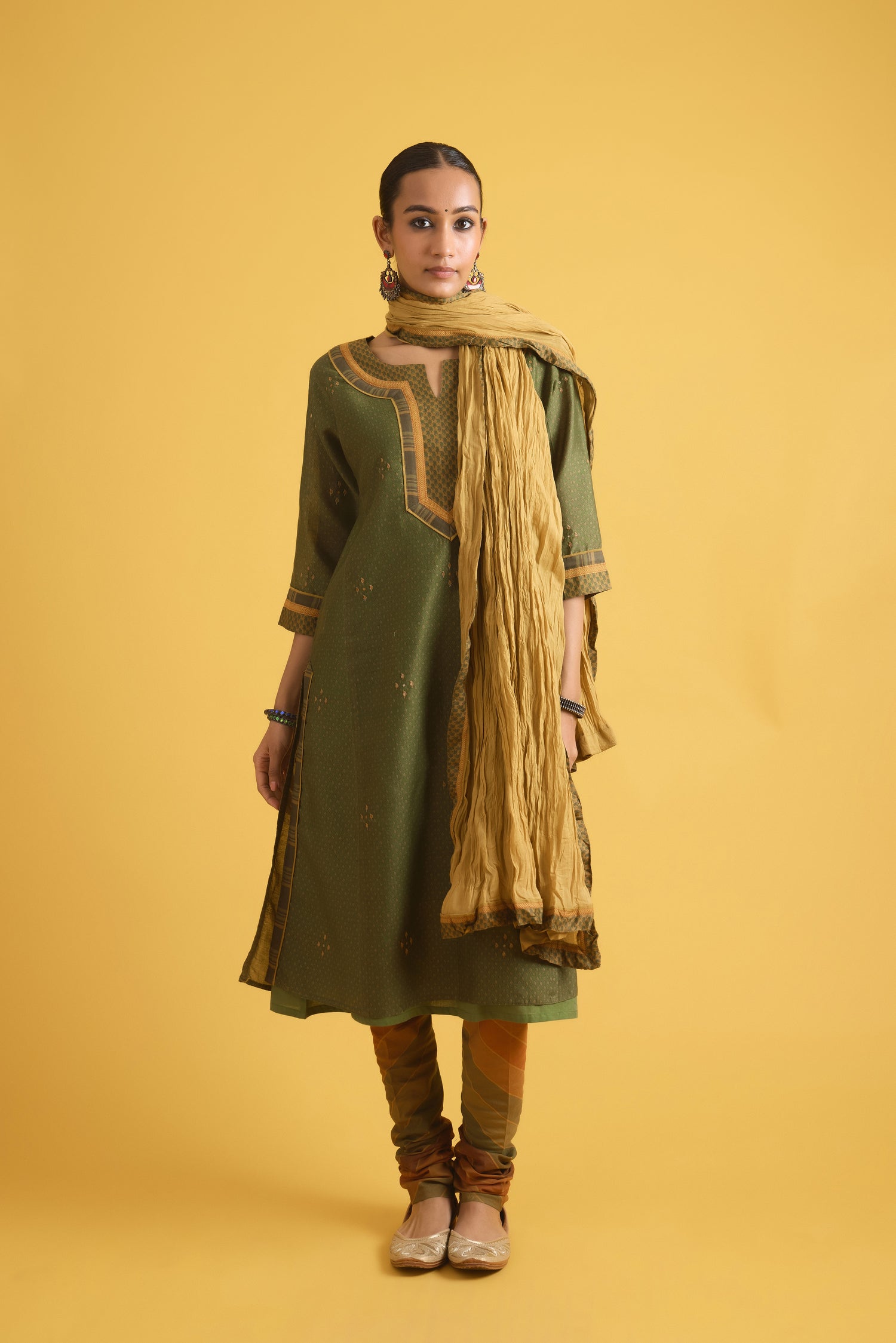 Rozana Kurta Green Mustard (9708383633707)