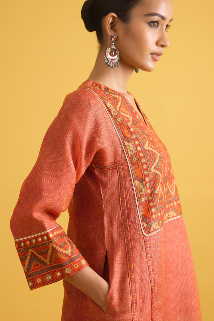 Tulsi Kurta Orange Mustard (9708437176619)