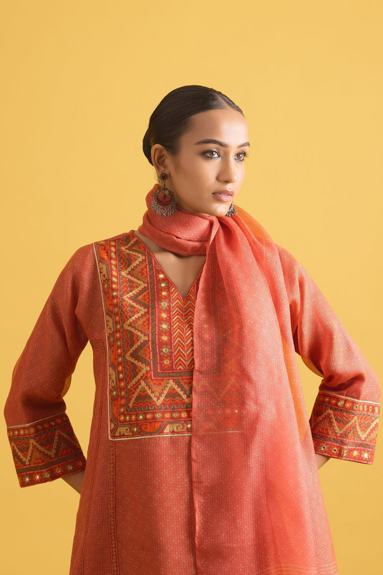 Tulsi Kurta Orange Mustard (9708437176619)