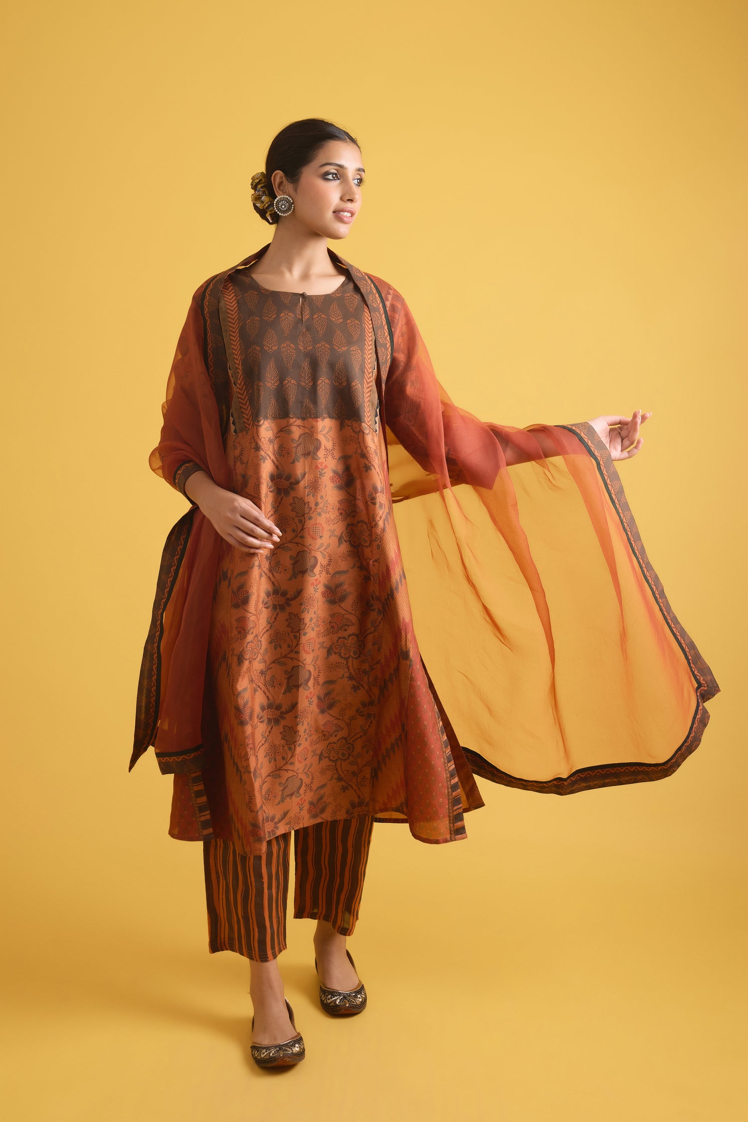 Adya Kurta Rust Orange Maroon (9721527042347)