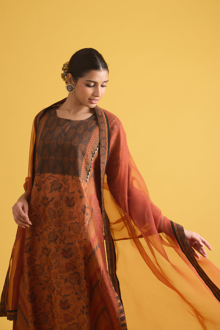 Adya Kurta Rust Orange Maroon (9721527042347)