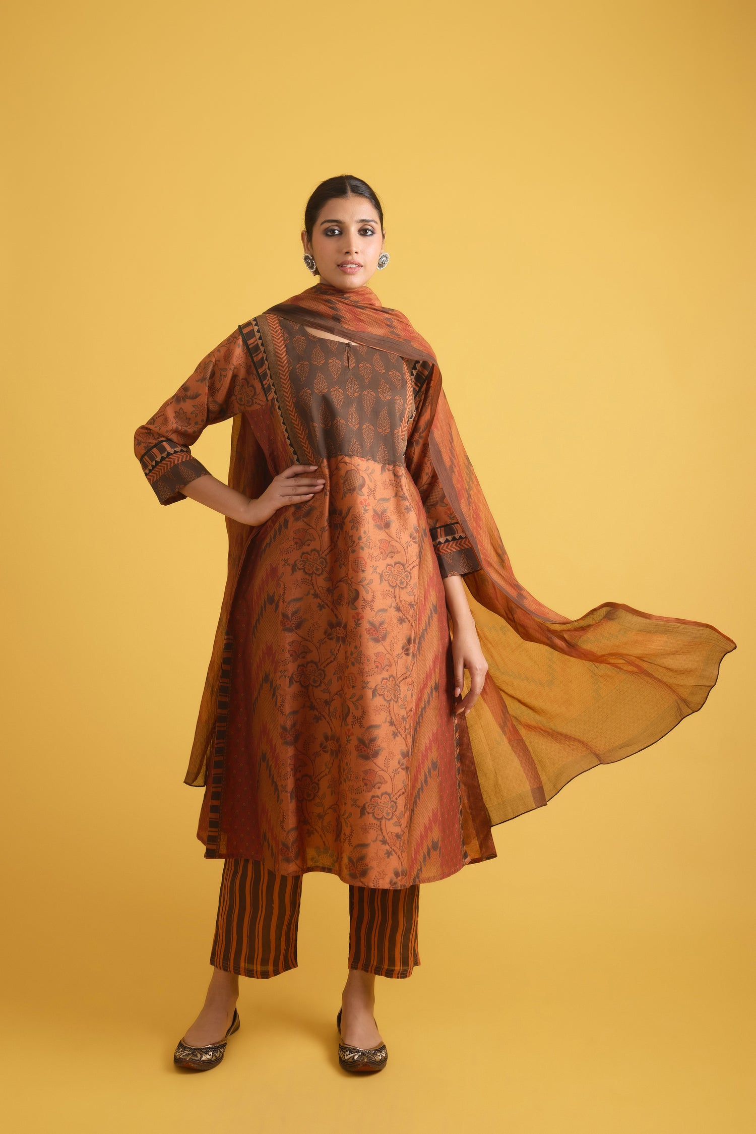 Adya Kurta Rust Orange Maroon (9721527042347)