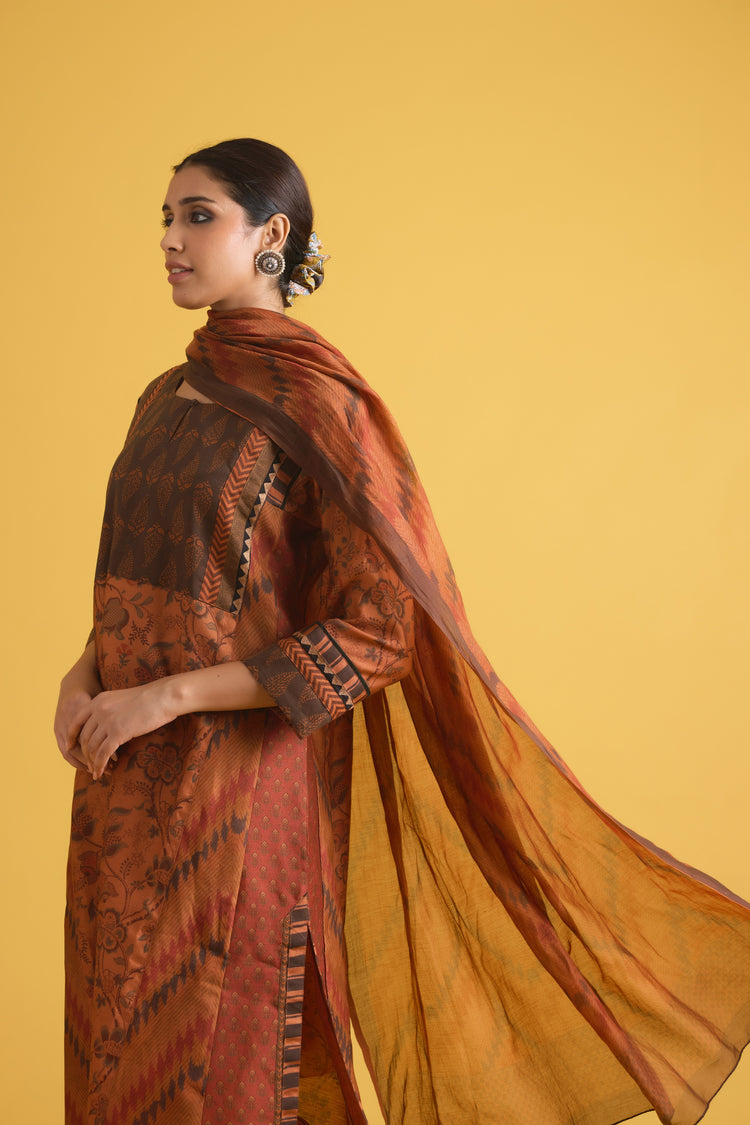 Adya Kurta Rust Orange Maroon (9721527042347)