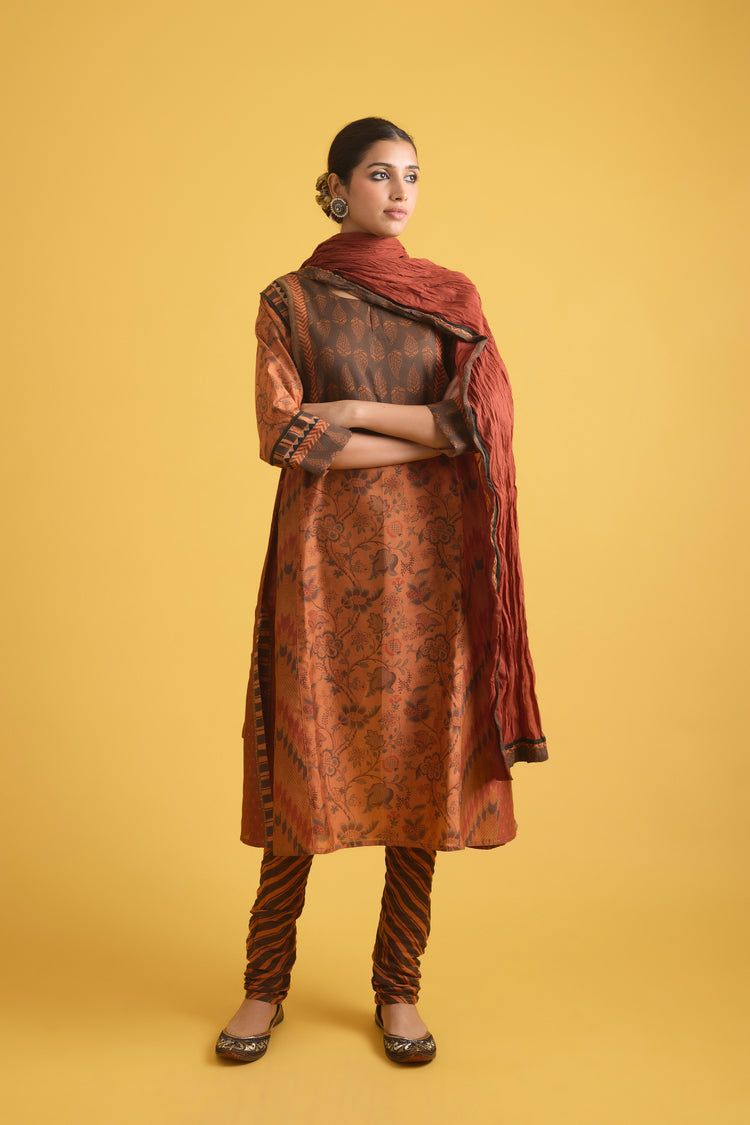 Adya Kurta Rust Orange Maroon (9721527042347)