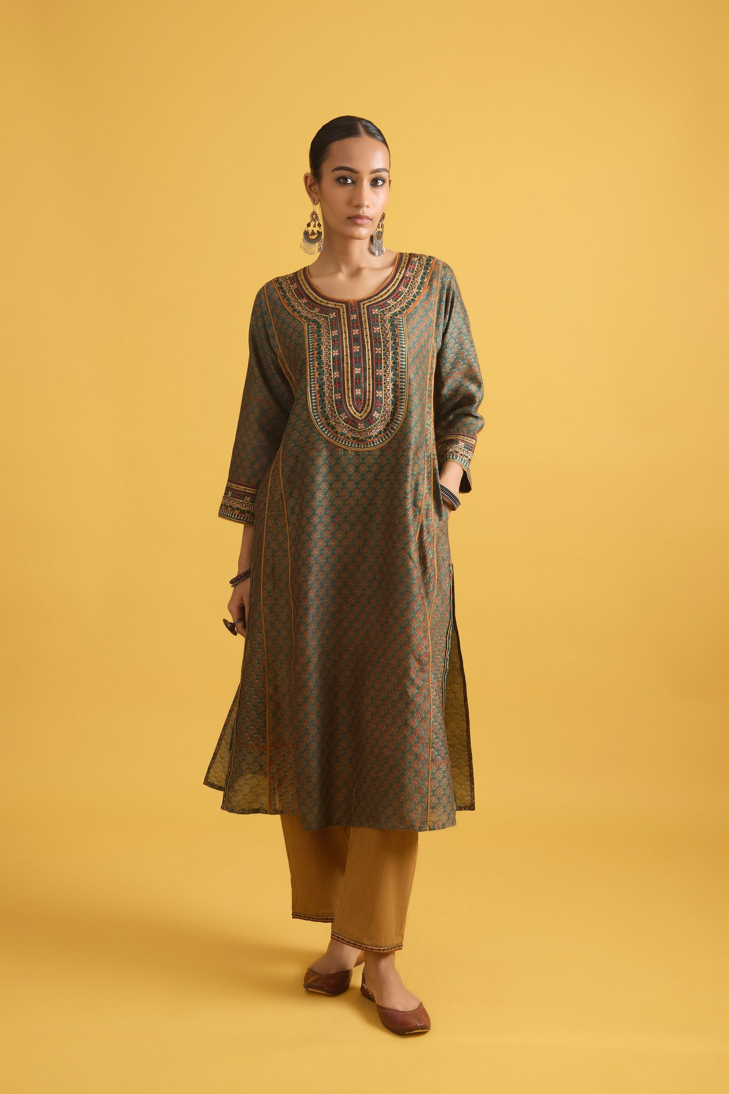 Tulsi Kurta Green Rust (9709676855595)