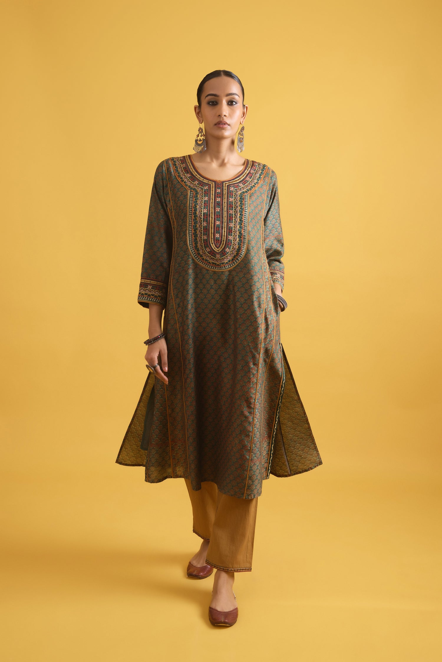 Tulsi Kurta Green Rust (9709676855595)