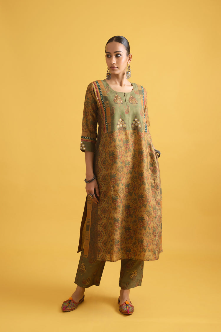 Adya Kurta Mustard Green (9707643568427)