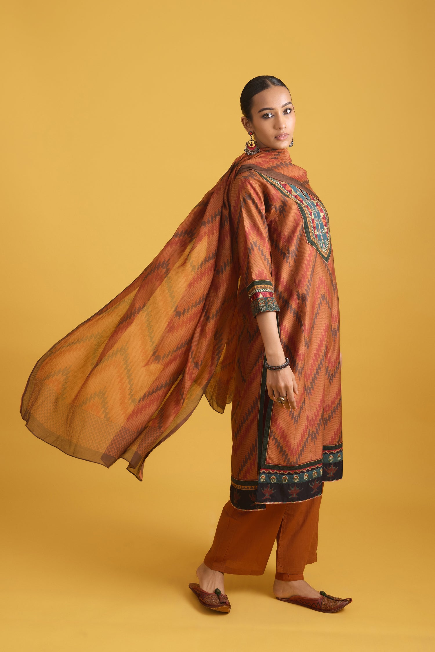 Rozana Chanderi Dupatta Brown Rust (9712941793579)