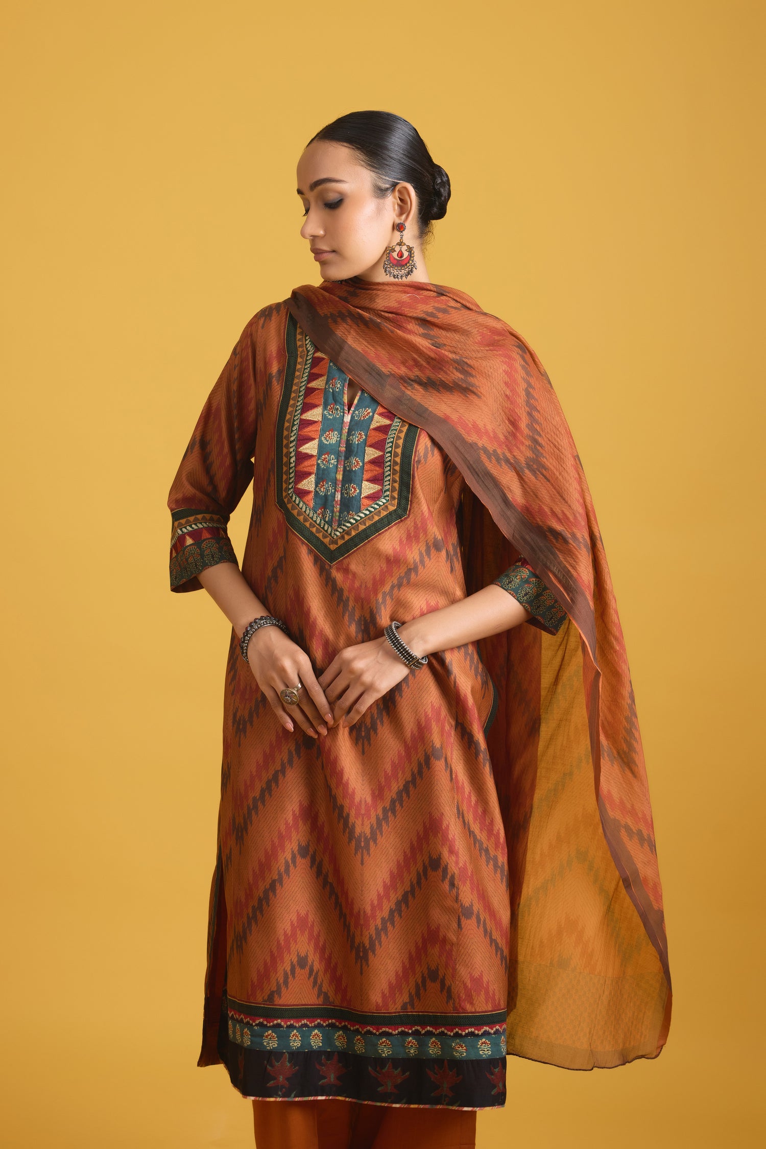 Rozana Chanderi Dupatta Brown Rust (9712941793579)